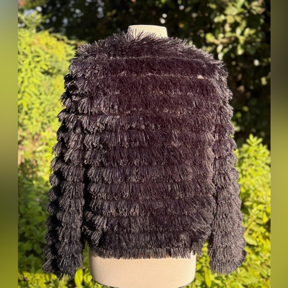 She + Sky chic faux fur shimmery teddy jacket - size M - Picture 3 of 4